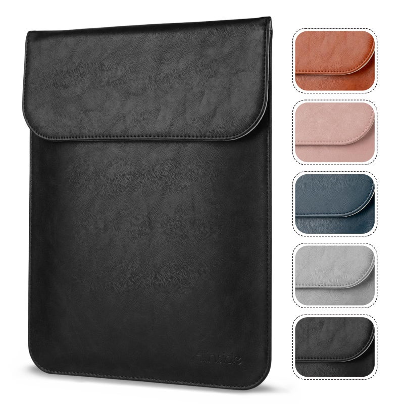 Allinside 11-12 inch Laptop Sleeve Case Compatible with MacBook Air 11 2010-2015/MacBook 12 2015-2017, Waterproof PU Leather Laptop Sleeve Bag Protective Vertical Case Cover, Black - Image 1